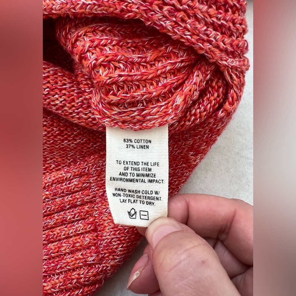 Alex Mill Women Size S Hank Ribbed Sweater Orange Cotton Linen Fisherman Preppy - Picture 10 of 10